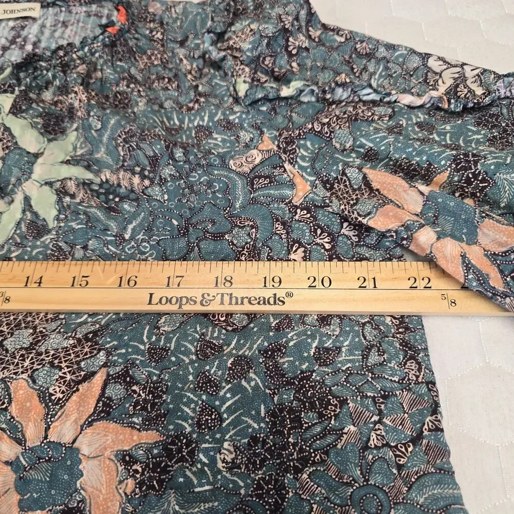 Ulla Johnson Manet Boho Top Size 8 Malachite Floral Ruffle Puff Sleeve Blouse